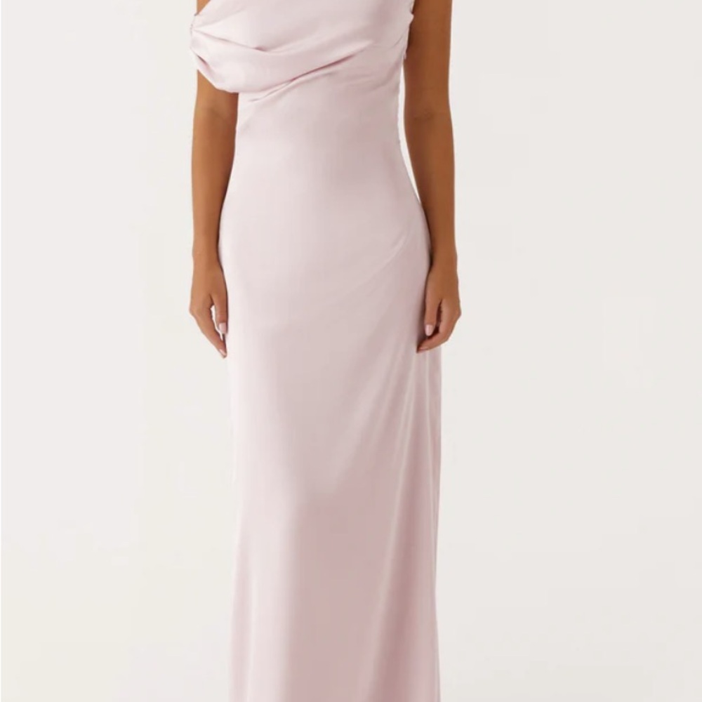 Peppermayo Pink One Shoulder Gown Asymmetrical Sleeveless